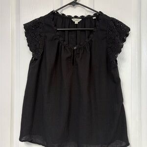 Max Studio Black Crochet Sleeve Blouse